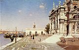 Santa Canvas Paintings - A View of Santa Maria della Salute, Venice